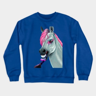 horse applying lipstick Crewneck Sweatshirt